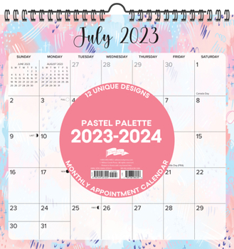 Calendar Pastel Pallet 2023-24 Academic 12 X 12 Spiral Wall Calendar Book
