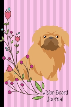 Vision Board Journal: 2020 Monthly Goal Planner Tracker Notebook Pekingese Dog Pink Cover