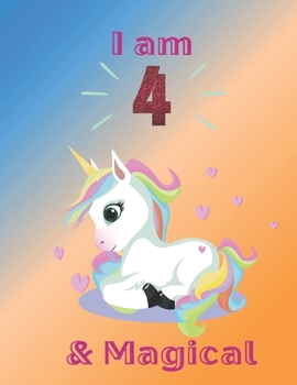 Unicorn SketchBook: I Am 4 & Magical With Unicorn Inside More Space for Sketching and Drawing and Writing Journal for Kids and Girls Marble Size 8.5in x 11in with 110 Pages