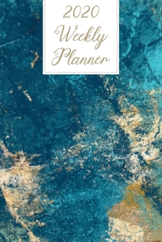 2020 Weekly Planner: Trendy Blue Gold Marble Academic Weekly Planner Organizer 2020