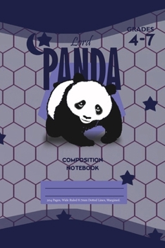 Lord Panda Primary Composition 4-7 Notebook, 102 Sheets, 6 x 9 Inch Blue Cover