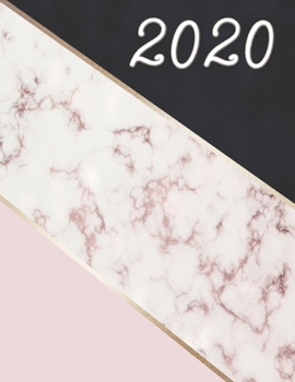 Paperback 2020: Weekly and Monthly Planner (Pink, Navy, & Marble Cover) US Letter Size 8.5"x11" Book