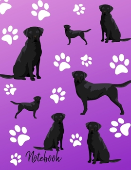 Notebook: Black Labrador Retriever Dog School Notebook Purple 100 Pages Wide Ruled Lined Paper