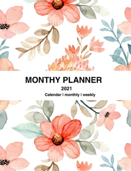 Paperback 2021 monthly Planner - Pretty Simple Planners - Navy Floral monthly Planner - Academic Planner 2021 Weekly & Monthly Planner. Size 8.5" x 11" Book