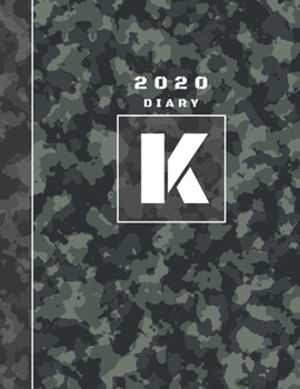 Paperback Personalised 2020 Diary Week To View Planner: A4 Letter K Block Green And Black Camo Camouflage Organiser And Planner For The Year Ahead, School, Busi Book
