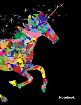 Colorful Unicorn Notebook with a Black Background- Large 8.5 x 11 Inch Size - 120 Lined Pages! Perfect as a Student/Adult Notebook