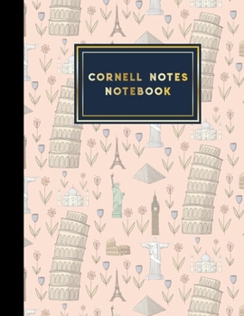 Paperback Cornell Notes Notebook: Note Taking Notebook, For Students, Writers, school supplies list, Cute World Landmarks Cover, 8.5" x 11", 200 pages Book