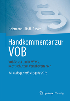 Hardcover Handkommentar Zur Vob: Vob Teile a Und B, Vsvgv, Rechtsschutz Im Vergabeverfahren [German] Book