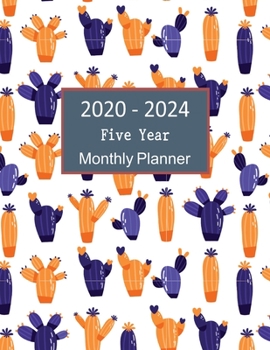 2020 - 2024 Five Year Monthly Planner: Cactus January to December 5 Years Calendar