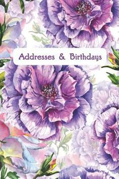 Paperback Addresses & Birthdays: Watercolor Purple Peonies Book