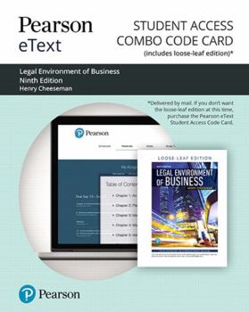 Printed Access Code Pearson Etext for Legal Environment of Business: Online Commerce, Ethics, and Global Issues -- Combo Access Card Book