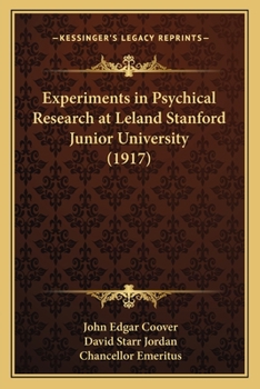 Paperback Experiments in Psychical Research at Leland Stanford Junior University (1917) Book