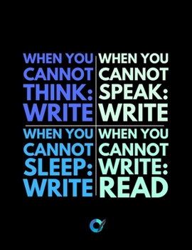 When You Cannot Think: Write: Notebook for Writers with 150 Blank College Ruled Pages to Write a Novel, Drama or Poems | Large 8.5” x 11” (Letter Size) | Black Soft Cover