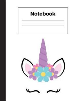 Paperback Notebook: Unicorn Blue Flower, College-Rule, Notebook Home Office School Student Teacher Homeschool, 7.4 x 9.7 in, 200 pages for Book