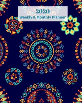 Paperback 2020 Weekly and Monthly Planner: Colorful Blue Mandala Design - Monthly Calendar with U.S./UK/ Canadian/Christian/Jewish/Muslim Holidays- Calendar in Book
