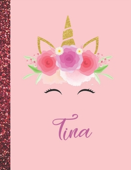 Tina: Tina Marble Size Unicorn SketchBook Personalized White Paper for Girls and Kids to Drawing and Sketching Doodle Taking Note Size 8.5 x 11