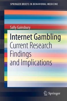 Paperback Internet Gambling: Current Research Findings and Implications Book