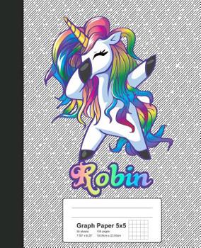 Paperback Graph Paper 5x5: ROBIN Unicorn Rainbow Notebook Book