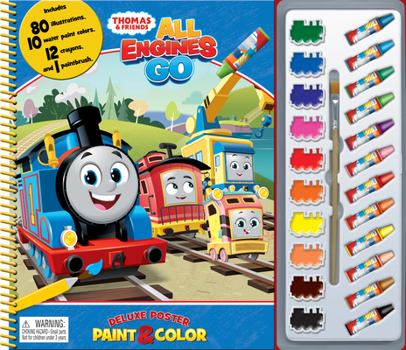 Gift Mattel Thomas All Engines Deluxe Poster Paint & Color Book