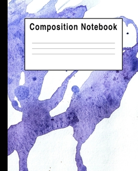 Paperback Composition Notebook: White Purple Watercolor Art Splats Book