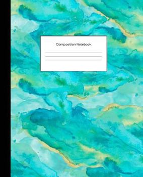 Paperback Composition Notebook: Teal Watercolors College Ruled Blank Lined Cute Notebooks for Girls Teens Women School Home Writing Notes Journal Book