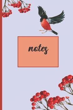 Notes: Simple Lined/Ruled Journal, notebook, logbook, diary, 120 lined pages, 6x9", bullfinch bird