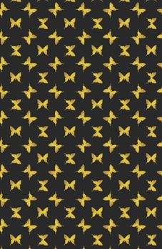 Lined Notebook A5 Size 110 Pages: Funny Ruled Journal. Cute Golden Star Butterfly Black Stripe 041 Unique Student Teacher Blank Scrapbook/ Composition/ Planner Great For Home School Office Writing