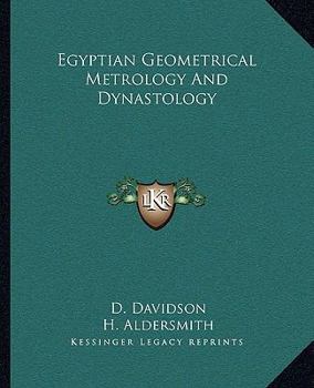 Paperback Egyptian Geometrical Metrology and Dynastology Book