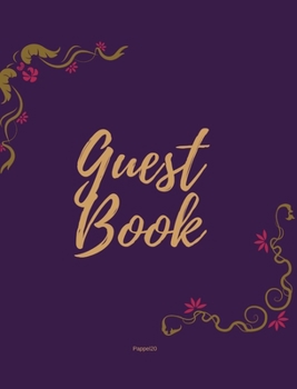 Hardcover Guest Book - Golden Frame #5 on Pink Paper Book