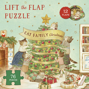 Hardcover Cat Family Christmas Lift-The-Flap Puzzle: Count Down to Christmas: 12 Flaps: 76 Pieces Book