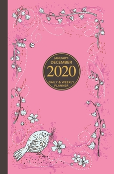 January - December 2020 Daily & Weekly Planner: Mini Calendar; Bonus Word Search Puzzles; Cute Pink Bird