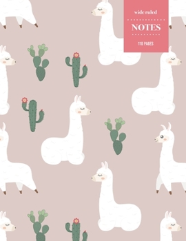 Wide Ruled Notes 110 Pages: Cactus Notebook for Kids, Teens and Students | Succulent Llama Pattern