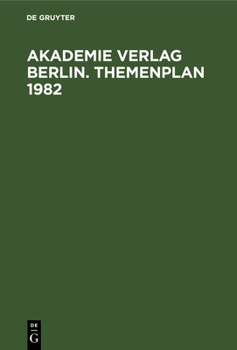 Hardcover Akademie Verlag Berlin. Themenplan 1982 [German] Book