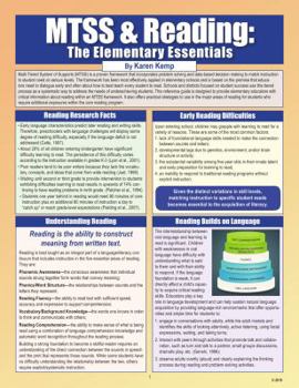 Pamphlet MTSS & Reading: The Elementary Essentials Book