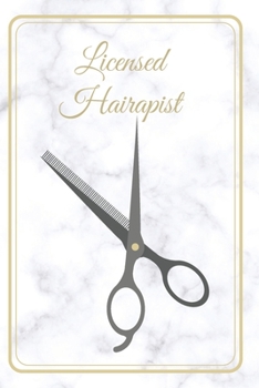 Licensed Hairapist Journal Notebook : White Marbled Background, Black and Gold Design