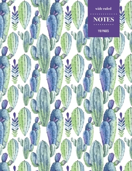 Wide Ruled Notes 110 Pages: Cactus Notebook for Kids, Teens and Students | Succulent Llama Pattern