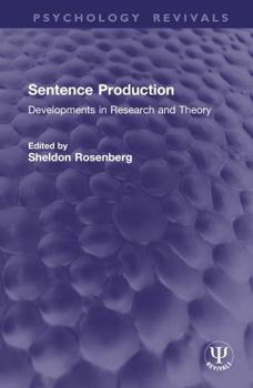 Hardcover Sentence Production: Developments in Research and Theory Book