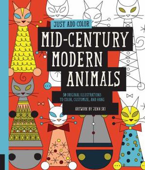 Paperback Mid-Century Modern Animals: 30 Original Illustrations to Color, Customize, and Hang Book