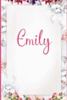 Paperback Emily: Pink Floral Design Personalized Name Lined Journal Notebook Diary To Write In, Wild Ruled Note Book Planner Compositio Book