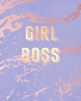 Girl Boss: Inspirational Quote Notebook, Trendy Purple Marble and Rose Gold | 8 x 10, 120 College Ruled Pages