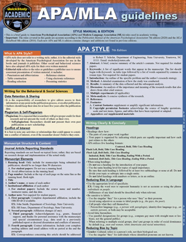 Wall Chart Apa/MLA Guidelines - 7th/8th Editions: A Quickstudy Laminated Reference Guide Book