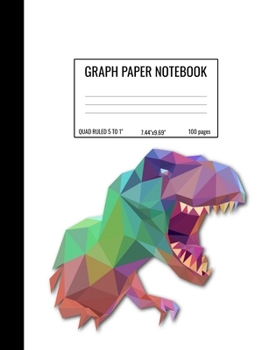 Graph Paper Notebook: Quad Ruled 5 Squares Per Inch Notebook for Students, Math and Science Composition Notebook - Colorblock Dinosaur Dino T-Rex