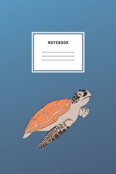 Paperback Notebook: Orange Turtle Blue Cover Notebook And Planner Composition Book Journal Soft Cover Lined Diary For School And Teens Book