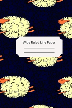 Cute Baby Sheep Theme Wide Ruled Line Paper