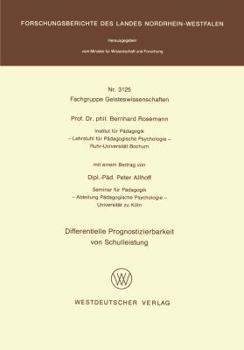 Paperback Differentielle Prognostizierbarkeit Von Schulleistung [German] Book