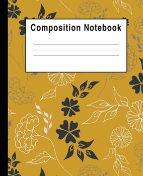 Composition Notebook: navy yellow white floral