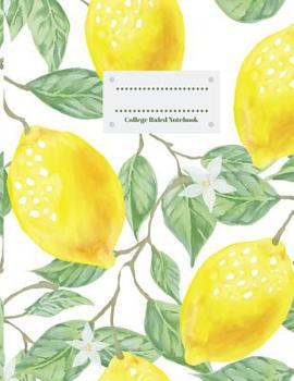 Paperback College Ruled Notebook: Watercolor Lemons 110 Page College Ruled Notebook for School Book