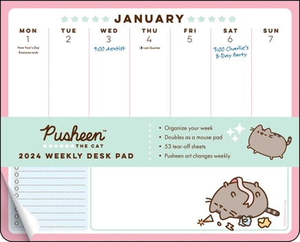 Calendar Pusheen 2024 Weekly Desk Pad Calendar Book