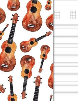 Ukulele Tab Notebook: 6 String Chord and Tablature Staff Music Paper for Students & Teachers, Watercolor Ukuleles Cover