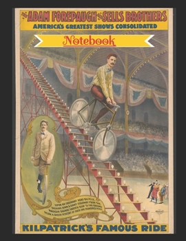 Paperback Notebook: Vintage Circus Poster: Velocipede Bicycle Wide Ruled Notebook Book